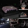 Nuevo noble Purple Diamond Interior Accessorios para mujeres adornos de colgante de cristal Volante de cuero Cubierta de tejido de automóvil