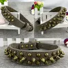 Fashion Retro Bronze Studded Dog Collar Puppy Collar with Rivets for Small Dogs Medium Dogs