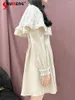 Robes décontractées japonais mignonne fille lolita cape midi robe 2024 châle de châchage à volants en dentelle à manches longues produites en masse en masse pour femmes