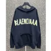 Classic Loose Designer Mens Fashion Balencigs Hoodies 23s High Hoodie Edition Family Autumnwinter Nieuw Amerikaans patroon Paper Paar losse letter afdrukken 6SN