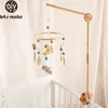 Houten baby raket bed bell beugel set haak ster rammelaarruimte astronaut mobiele wieg hangend speelgoed voor kinderen geschenken 240408