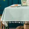 Table Cloth White Tassels Hem Plaid Tablecloth Pastoral Cotton Linen Dining Lattice Pattern Desk Towel Restaurant Tea Case