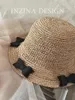 Y2k doce cool buche bucket chapéu de personalidade original design de palha de palha corea corea insy style hollow out dobring sol chapéu 240404