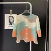 Kvinnors blusar Miyake Original Gradient Pleated Elegant Fashion Blus Shirt Slim Kort nio minuter