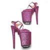 Dance Shoes LAIJIANJINXIA 23CM/9inches Glitter Upper Sexy Exotic High Heel Platform Party Sandals Pole 068