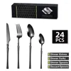 Ensembles de vaisselle Couvreries Ensemble en acier inoxydable Gol Couteaux Dessert Forks Caxe Caxe Cuisine Vole du lave-vaisselle Cadeau