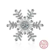 Moda Solid S925 Sterling Silver Jewelry Crystal Big Broches de flores de neve para mulheres bolsa de roupas de casamento elegante pinos de broche 240401