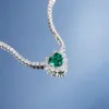 Luxury 925 Sterling Silver Ice Out Diamond Tennis Chain Shinny Zircon Big Ruby Emerald Heart Charm Collier de mariage