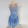 Liuhuo Passende kleuren Figuur schaatsenjurk meisjes schaatsen dans rok kwaliteit kristallen rekbare spandex dancewear ballet blauw bd1655