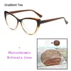 Sonnenbrille Frauen Katze Eye Bifocals pochromisch Lesen weiblicher Aussehen in der Nähe von weit presbyopischen Brillen Automatische Verfärbung Gafas