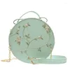 DrawString 2024 Crossbody Women Bag Lady Circular Messenger Fresh Flower Sweet Shoulder Girl England Famale Handväska för