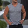 T-shirts masculins pour hommes en tricot en tricot de fitness côtené slim ajusté sans manches froides homme grand et grand gilet de t-shirt