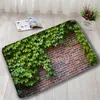 Bath Mats Greenery Non-Slip Bathroom Mat Brick Wall Stone Vine Green Farm Leaf Indoor Entrance Doormat Absorbent Household Carpet Washable