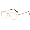 Óculos de sol FG Unisex Metal Frame Reading Glasses Square com grau 1.0 a 4.0