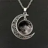 Colliers de pendentif Nouveau charme de mode galaxie gris lune rond lune Transmission Crystal Collier Pendant Collier Bijoux de bijoux Bijoux.240408