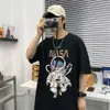 Astronaut tryckt kortärmad t-shirt för män, trendiga Instagram-par topp, sommar ny överdimensionerad lös halvärmad män