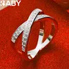 Clusterringe Urbaby 925 Sterling Silver Cross x Zirkon Ring für Frau Hochzeit Verlobungsmodische Party Charme Schmuckliebhaber Geschenke