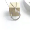 Brand original Carter Nail Necklace Couple able Personality s925 Sterling silver Thick Plated 18K Gold Head Tail Diamond Pendant Collar Chain for women Jewelry gift