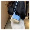 Вечерние сумки роскошные дизайнерские кожа и соломенная плетение женская сумочка простая сумка для кроссбалда маленькая квадратная летняя пляж