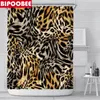 Duschgardiner Leopard Print Curtain Set toalettlock täcker badmattor individualitet konst badrum dekoration non-slip pedestal mattor
