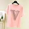 Womens T Shirt Women Short Sleeve Shiny diamond Summer Tops Fashion T-Shirt Woman Clothes Tshirt Tee Shirt Femme di_girl