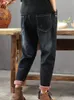 Damskie dżinsy zimowe aplikacje Pluszowe harem o dużej rozmiarze 85 kg wysokiej talii w lupgy dżinsowe spodnie vintage zagęszcza ciepły wąż vaqueros