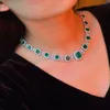 Ketten Wong Regen Luxus 925 Sterling Silber Emerald High Carbon Diamant Edelstein Halskette für Frauen Fein Schmuck Jubiläum Geschenke