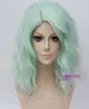 40cm Mint Green Lolita Curly Women Party Hair Cosplay Wig Heat Resistant Cap2699073