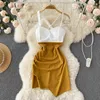 Sukienki swobodne letni rękawe spaghetti pasek mini sukienka dla kobiet elegancka mecz kolorów criss-cross backless club imprezy vestido