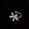 Backs Earrings 1PC Korean Bling Crystal Flower Ear Clips Without Piercing For Women Fashion Butterfly Cuff Wedding Party Jewelry