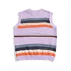 Men's Vests Contrast Color Striped Hollow Knitted Vest Summer National Trend Lazy Style Personality Sleeveless Waistcoat Male Clothing