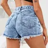 Slim Slim Denim Shorts pour femmes pour les sports à taille haute et pantalon déchirure décontractés