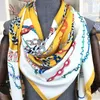 130*130 cm Luxury Brand Twill Silk Scarf Women Bandana Square Scarf Design Floral Kerchief Scarves Ladies Fashion Shawls Echarpe 240322