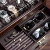 Kamier 12 Slots Watch Box Box Case Organizer Affichage pour Mentwo-Tier Wood Watch Box Organisateur pour hommes avec porte-greffe et tiroirwalnut