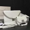 Designer dames tas zachte grote flap in pech kalfsleer verouderde zilver hardware luxe lederen handtas schoudertassen crossbody ketting riem 240408