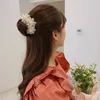 Women Elegant Bud Chiffon Flower Bun Maker Hairstyle Making Long Tool Sweet Hair Braide Rope Hairbands Korean Accessories