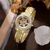 Montre-bracelettes Luxury Golden Watch Femmes Ring Collier Boucles d'oreilles Rigiane Fashion Wristwatch Femelles Femelles Matchs de montres Contrôle