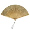 Decorative Figurines Chinese Style Silk Bamboo Fan With Hollowed Out Bone For Picnics And Beach Outings Children Girl Boys Birthday G6KA