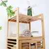Laundry Bags Bamboo Double Layer Bathroom Dirty Storage Basket With Lid Multifunctional Household Bedroom Clothes Placing Cabinets
