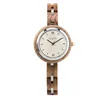 Zegarek zegarek zegarek na rękę Walnut Wood Watch Women Quartz Mały drewniany zegar na nadgarstek Prosty tarcza Madera