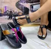 Slippers Kurt Geiger Flip Flops Women Sandalen Stiksel Rainbow Fashion Designer Slides Flat Shoes Eagle Head Diamond Buckle Plus Maat 41 Babiq05 GWDE