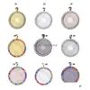 Pendant Necklaces 2021 Sublimation Blank Pendants With Drill Round Shape Women Necklace Tranfer Consumable 25Mm Drop Delivery Jewelry Dhrsn