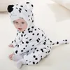 Född baby pojke kläder djur tecknad huva jumpsuits vinter pyjamas onesies barn sömnkläder flicka pyjamas 240325