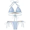 2024 Nieuw zwempak Dames Bikini Split Design Sexy Mermaid Chain verzamelt zich om Slimnessstyle te tonen