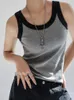 Women's Tanks Knitted Ribbed Cotton Camisole For Women Korea Stylish Summer Tops And Tees Basic Undershirt Outerwear Breathable Camis C4885