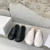 minimalismo i sandali a righe dita rotonde muli piatti scivoli scivolosi su scarpe in pelle pannelli di design di lusso per calzature di fabbrica femminile con scatola