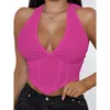 Fashion Outfit 2024 Sexy Women New Backless Halterneck Tight Camisoles Summer VNeck Gymdolphins Sports Casual Yoga Bra Top Tank Fitness Xcbw