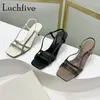 Sandalias 2024 Summer Suede Square Toe Fino High Heel Women Slip On Peep Fashion Pumps Brand Sexy Runway Ladies