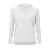 Tops LU-13 che corrono camicie da donna a maniche lunghe sciolte donne traspirabili addestrando fitness lu yoga abbigliamento maglietta con cappuccio