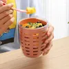 Jarra de contêiner de utensílios com filtro e garfo duplo drening xícara copo de armazenamento de vegetais piquenique separável fresco